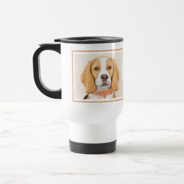Beagle Hound Dog Malerei Original Tierart Reisebecher (Links)