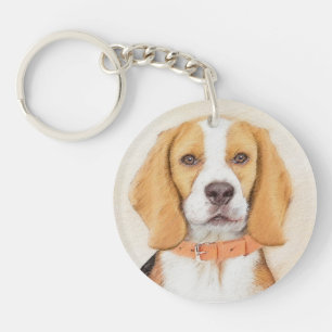 Beagle Hound Dog Malerei Original Tierart Schlüsselanhänger