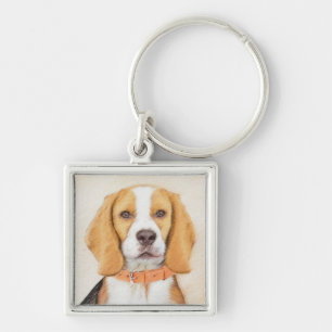 Beagle Hound Dog Malerei Original Tierart Schlüsselanhänger