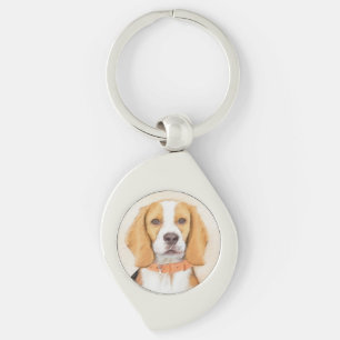 Beagle Hound Dog Malerei Original Tierart Schlüsselanhänger
