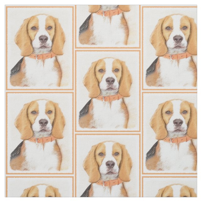 Beagle Hound Dog Malerei Original Tierart Stoff (Muster)