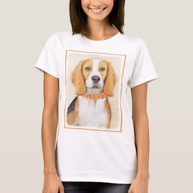 Beagle Hound Dog Malerei Original Tierart T-Shirt (Vorderseite)
