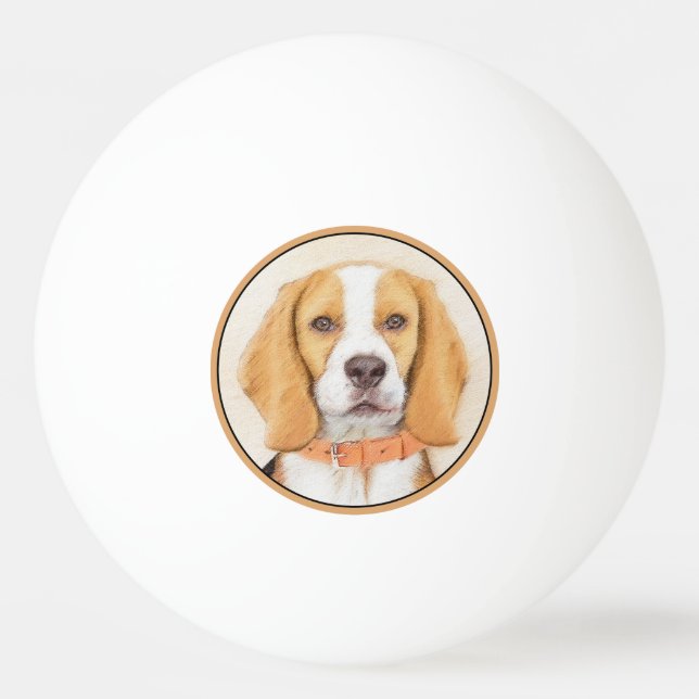 Beagle Hound Dog Malerei Original Tierart Tischtennisball (Vorderseite)