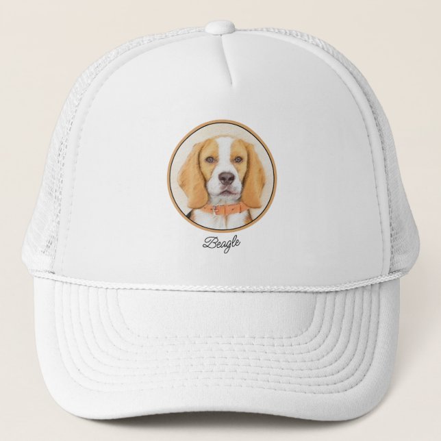 Beagle Hound Dog Malerei Original Tierart Truckerkappe (Vorderseite)