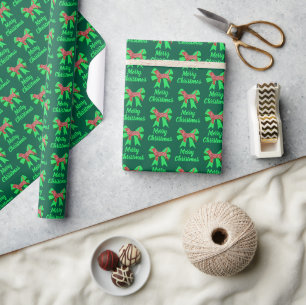 Beagle Hound Frohe Weihnachtshund & Bow Green Geschenkpapier