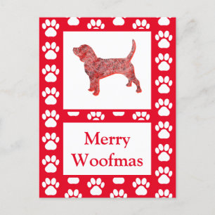 Beagle Hound Hund Silhouette Rot Frohe Weihnachten Postkarte