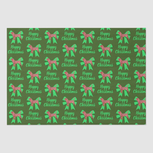 Beagle Hound Weihnachtshund & Bow Green Tissue Seidenpapier (Vorderseite)