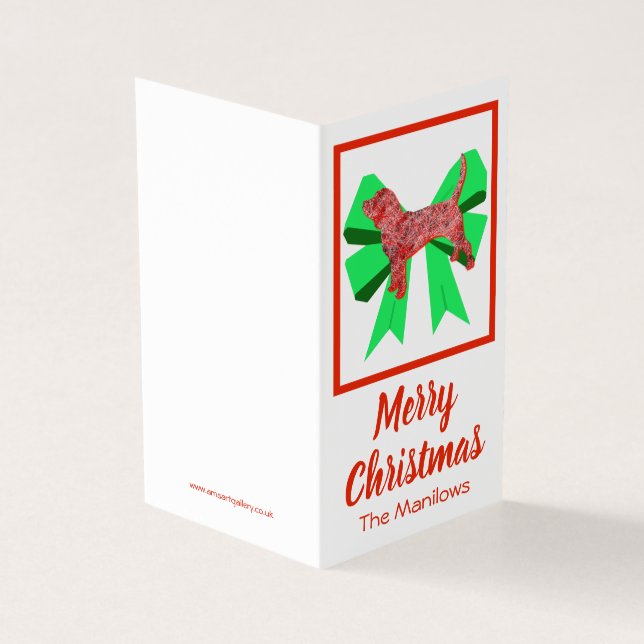 Beagle Hound Weihnachtshund & Green Bow Geschenkma (Vorderseite)
