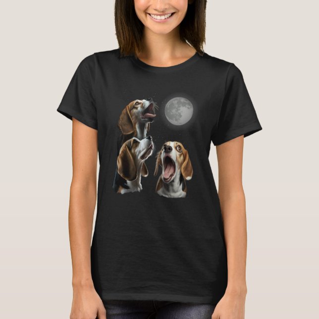 Beagle Howling At Moon for Mom & Dad T-Shirt (Vorderseite)