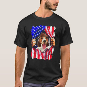 Beagle Hund 4. Juli US-Flagge Patriotischer Pudel T-Shirt