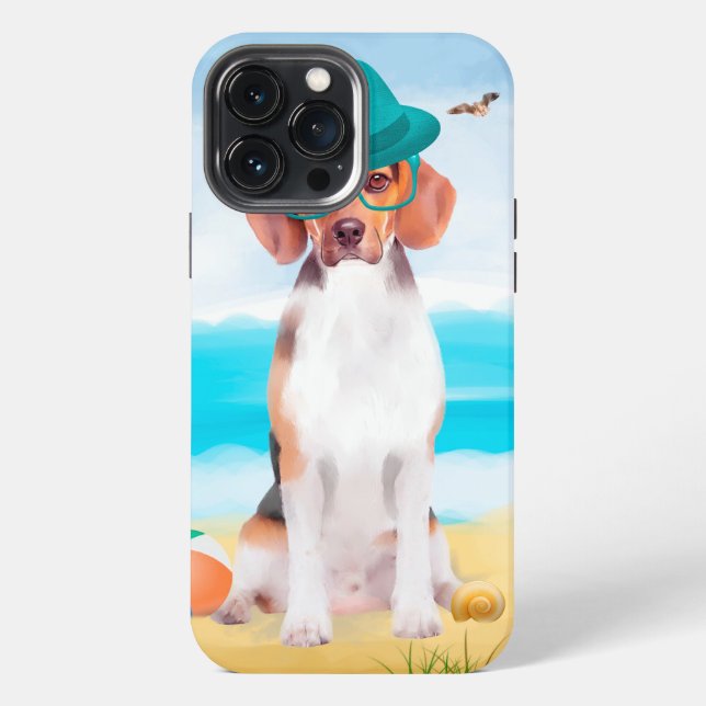 Beagle-Hund am Strand iPhone Hülle (Rückseite)