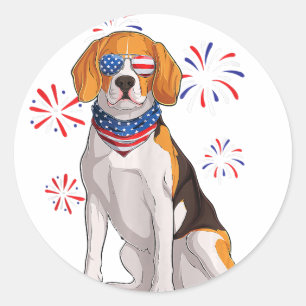 Beagle-Hund Amerikanisch-usa-Fahne Männer Beagle-L Runder Aufkleber
