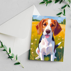 Beagle-Hund Aquarell Haustier Malerei Karte