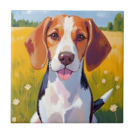 Beagle-Hund Aquarell Haustiermalerei Fliese
