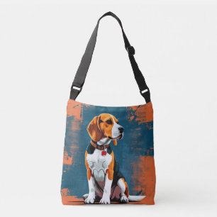 Beagle-Hund auf abstraktem Hintergrund Tragetaschen Mit Langen Trägern