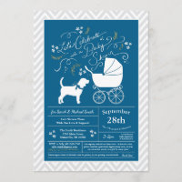 Beagle Hund Baby Dusche Blue Boy