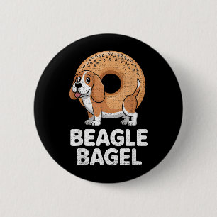 Beagle-Hund-Bagel-Brot-Wortspiel Lustige Tiere Män Button