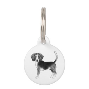 Beagle-Hund-Design in Schwarz-Weiß mit Text Haustiermarke