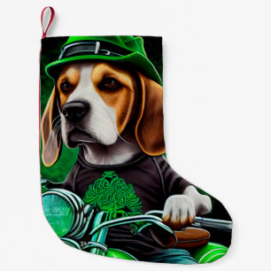 Beagle Hund Fahrrad St. Patrick's Day Kleiner Weihnachtsstrumpf