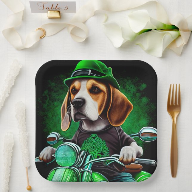 Beagle Hund Fahrrad St. Patrick's Day Pappteller (Hochzeit)