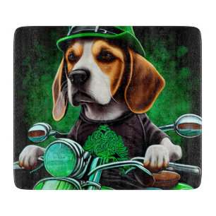 Beagle Hund Fahrrad St. Patrick's Day Schneidebrett