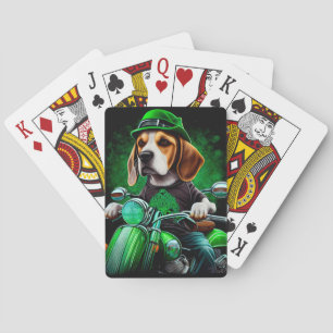 Beagle Hund Fahrrad St. Patrick's Day Spielkarten