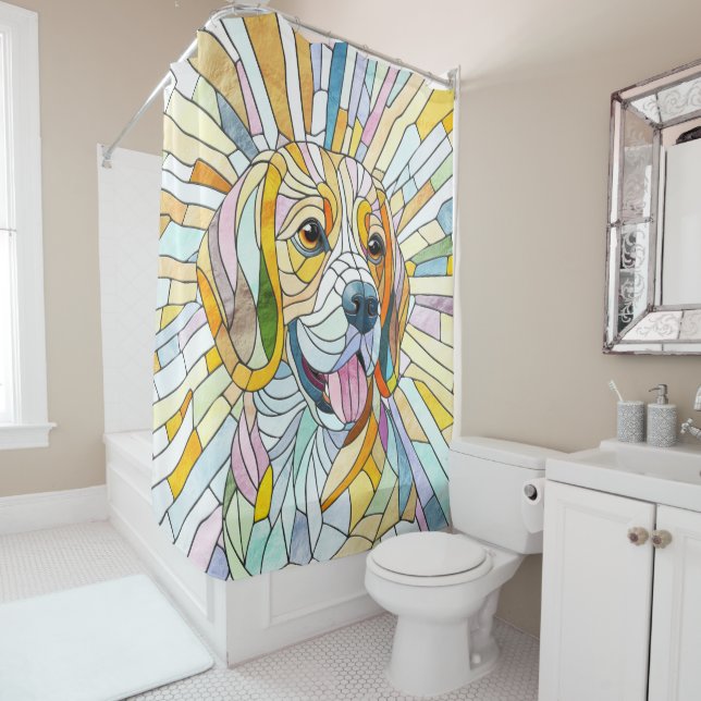 Beagle-Hund - farbenfrohe Mosaikkunst Duschvorhang (Beispiel)