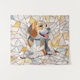 Beagle-Hund - farbenfrohe Mosaikkunst Wandteppich