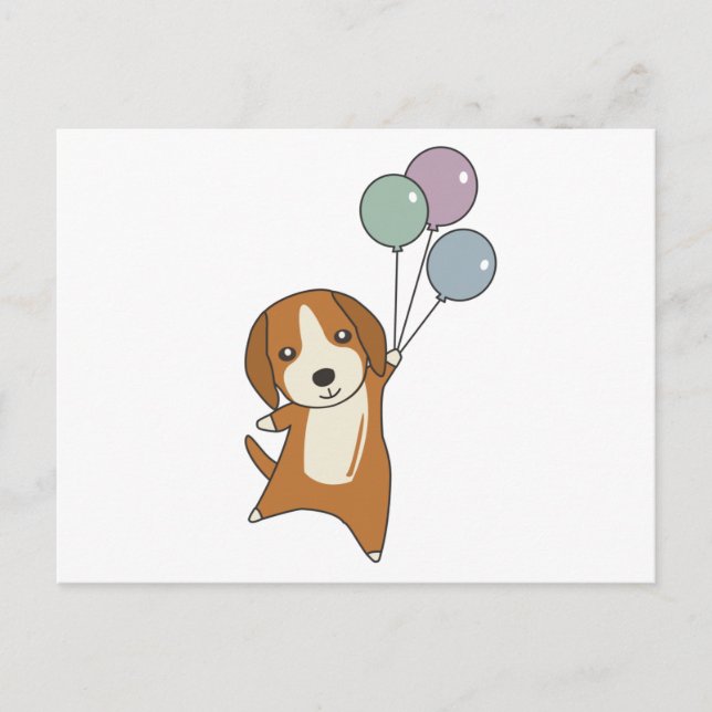 Beagle Hund fliegt mit Balloons Postkarte (Vorderseite)