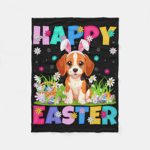 Beagle Hund Frohe Ostern Eierjagd Hasenohren Beagl Fleecedecke