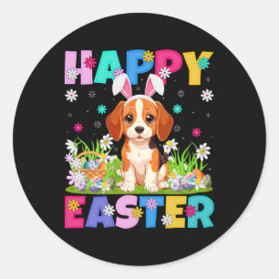 Beagle Hund Frohe Ostern Eierjagd Hasenohren Beagl Runder Aufkleber