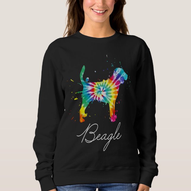 Beagle Hund Gefärbte Krawatte Regenbogen Hunde Mam Sweatshirt (Vorderseite)