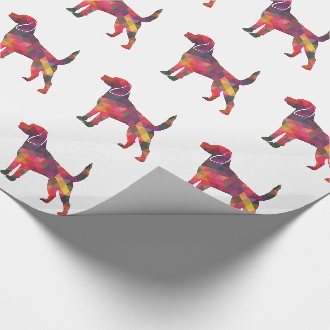 Beagle Hund Geo Silhouette Multi Geschenkpapier (Ecke)