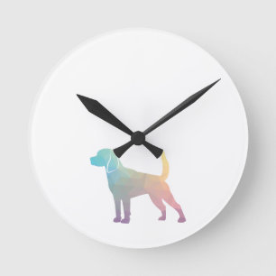 Beagle Hund Geo Silhouette Pastell Runde Wanduhr