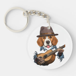 Beagle Hund Gitarre spielen / Funny Beagle Schlüsselanhänger
