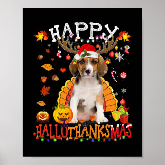 Beagle Hund glücklich Hallothanksmas Halloween Tha Poster