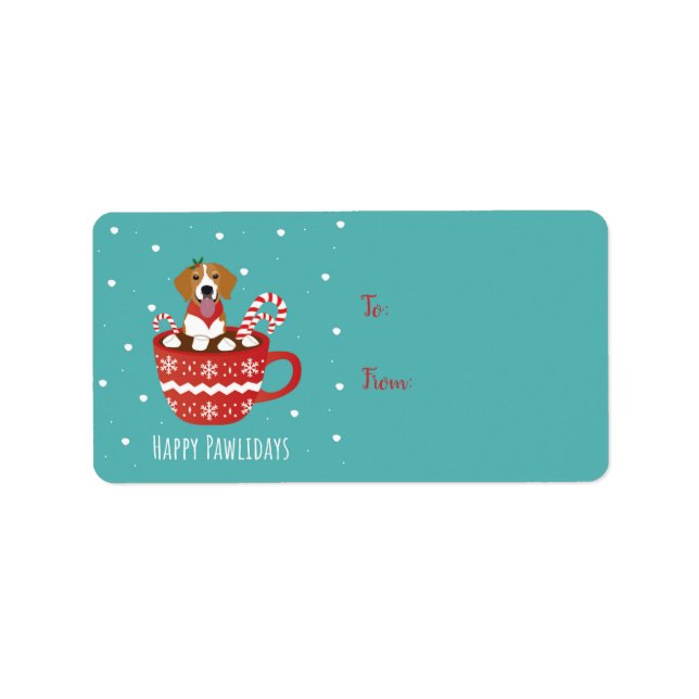 Beagle Hund glücklich Pawlidays Adressaufkleber (Vorne)