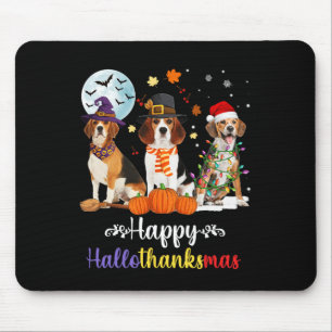 Beagle Hund Halloween Frohe Weihnachtsfeier Hallot Mousepad