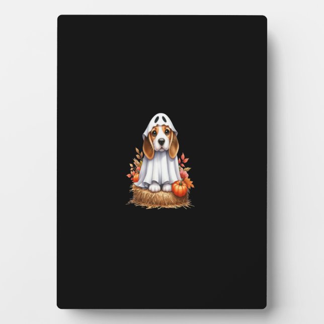 Beagle Hund Halloween Kostüm Party Ghost Long Slee Fotoplatte (Vorderseite)