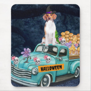 Beagle-Hund Halloween-LKW Gruselige Nacht Mousepad