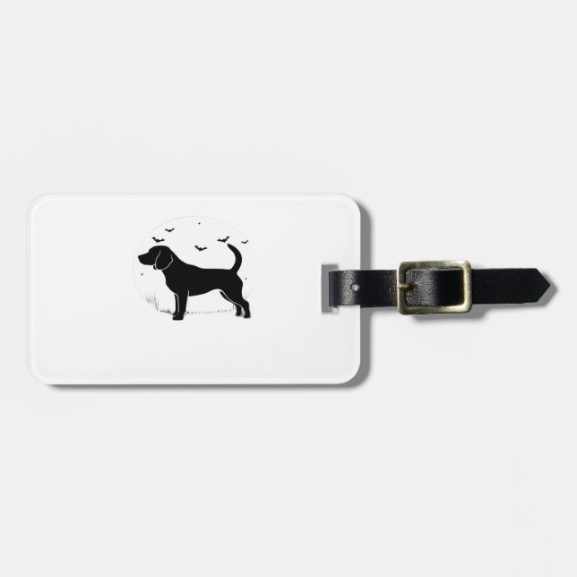 Beagle Hund � Halloween Mond Silhouette Oversized  Gepäckanhänger (Vorderseite horizontal)