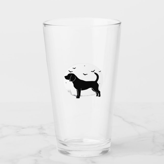 Beagle Hund � Halloween Mond Silhouette Oversized  Glas (Vorderseite)