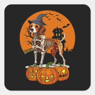 Beagle-Hund Halloween Quadratischer Aufkleber