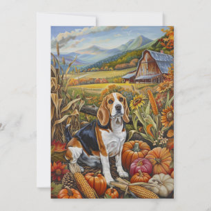 Beagle Hund Herbst Ernte Erntedank Feiertagskarte