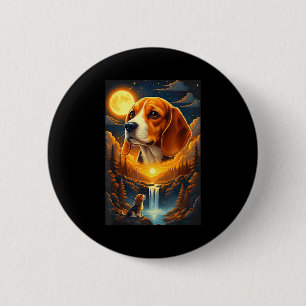 Beagle-Hund heult zum Mond Button