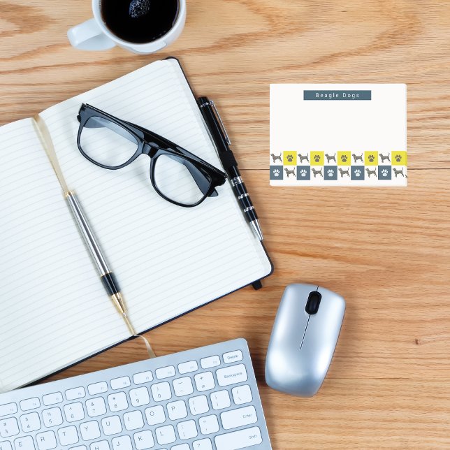 Beagle Hund Hund & Pfoten Gelb & Blau Gitter Post-it Klebezettel (Von Creator hochgeladen)