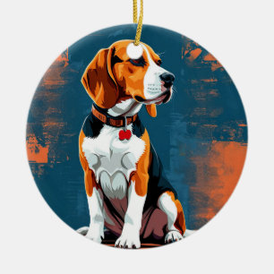 Beagle Hund im Abstrakten Hintergrund Keramik Ornament