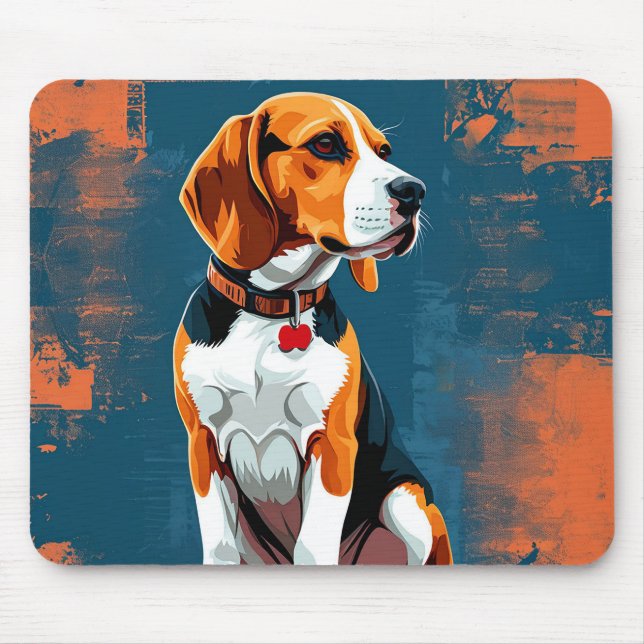 Beagle Hund im Abstrakten Hintergrund Mousepad (Vorne)