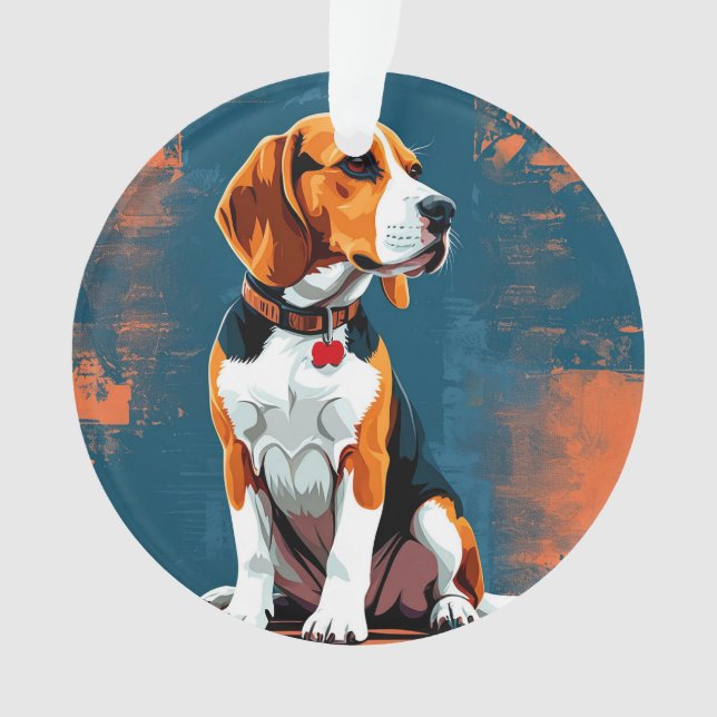 Beagle Hund im Abstrakten Hintergrund Ornament (Vorderseite)