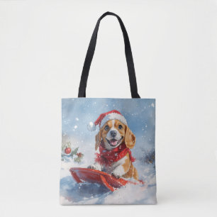 Beagle-Hund im Schlitten Lass es schneien Weihnach